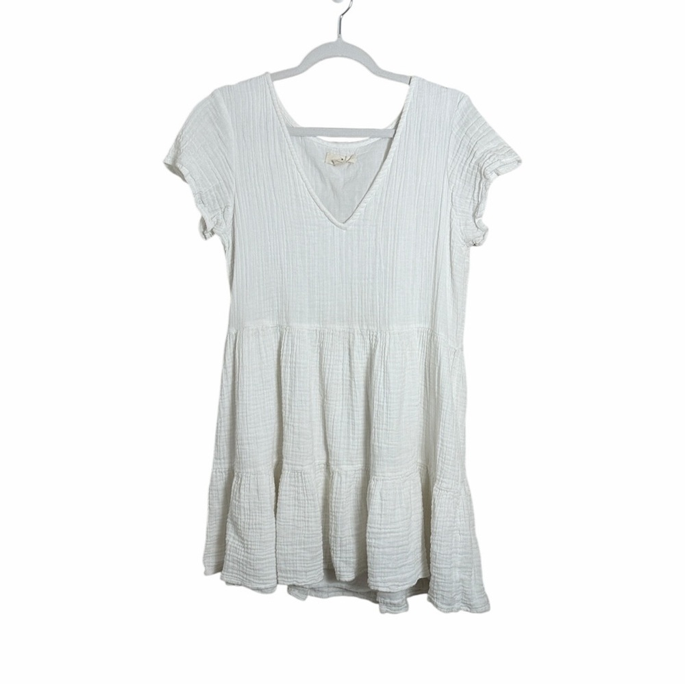 Rip Curl White Cotton Short Sleeve Mini Dress Size Medium